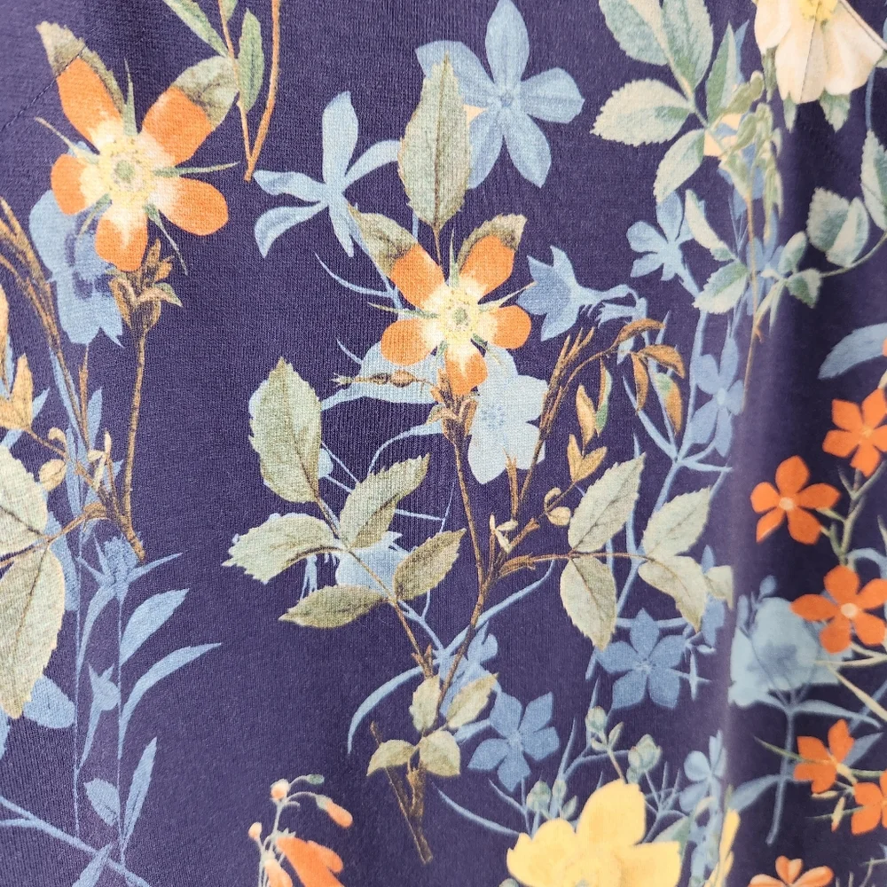 Lands' End Vintage Floral Navy Blue Keyhole Dress Sleeveless Knee Length Size 10 - Picture 9 of 11